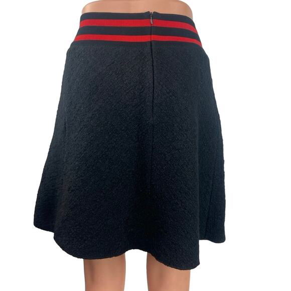 Maje Black Jispe Textured Asymmetric Elastic Waist Pull On A-Line Mini Skirt L - Picture 3 of 5